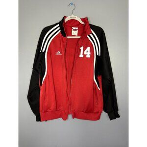 SSC Track Jacket Mens Medium Red Black Soccer Vintage Adidas Full Zip Pockets 14